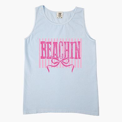 Beachin Coquette Stripes - Women's Garment Dyed Graphic Tank Top