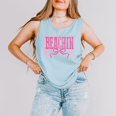 Beachin Coquette Stripes - Women's Garment Dyed Graphic Tank Top