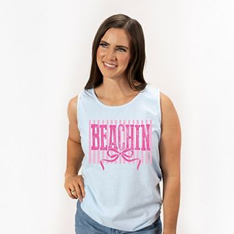 Beachin Coquette Stripes - Women's Garment Dyed Graphic Tank Top