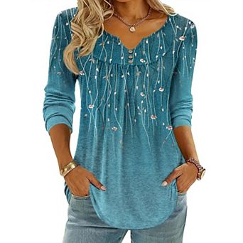 Zeagoo Women's V-Neck Long Style Blouses Dressy Casual for Beach Vacation and Business