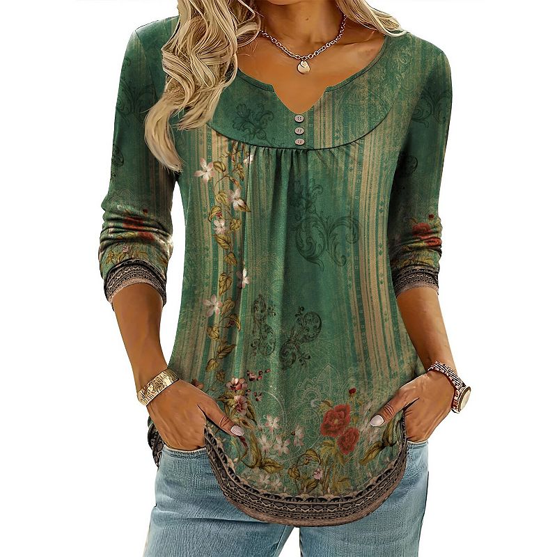 Zeagoo Women's V-Neck Long Style Blouses Dressy Casual for Beach ...