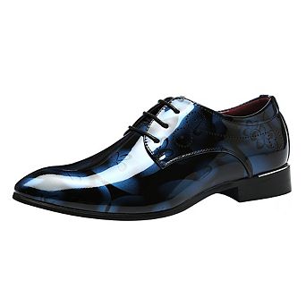 Men's Patent Dress Oxfords Pointed Toe Lace-Up Formal Shoes