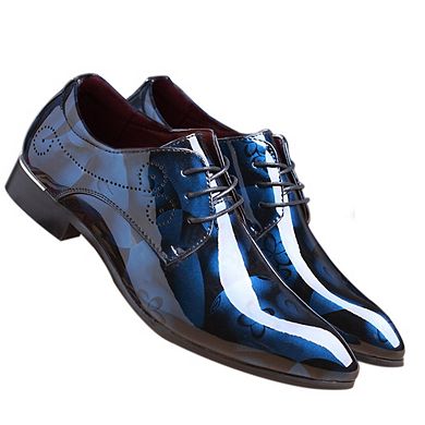 Men's Patent Dress Oxfords Pointed Toe Lace-Up Formal Shoes