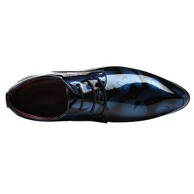 Men's Patent Dress Oxfords Pointed Toe Lace-Up Formal Shoes