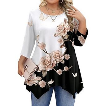 Zeagoo Women s 3/4 Sleeve Loose Fit Tunic Tops Casual Summer Fall Shirts to Pair with Leggings