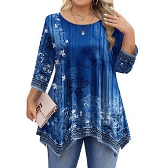 Zeagoo Women's 3/4 Sleeve Loose Fit Tunic Tops Casual Summer Fall Shirts to Pair with Leggings