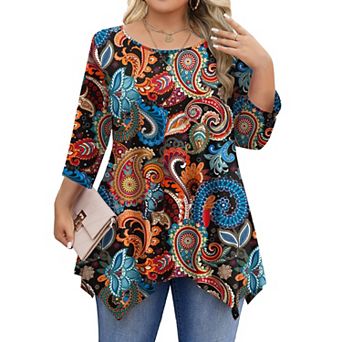 Zeagoo Women's 3/4 Sleeve Loose Fit Tunic Tops Casual Summer Fall Shirts to Pair with Leggings