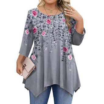 Zeagoo Women's 3/4 Sleeve Loose Fit Tunic Tops Casual Summer Fall Shirts to Pair with Leggings