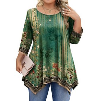 Zeagoo Women's 3/4 Sleeve Loose Fit Tunic Tops Casual Summer Fall Shirts to Pair with Leggings