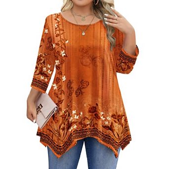 Zeagoo Women's 3/4 Sleeve Loose Fit Tunic Tops Casual Summer Fall Shirts to Pair with Leggings