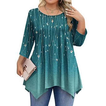 Zeagoo Women's 3/4 Sleeve Loose Fit Tunic Tops Casual Summer Fall Shirts to Pair with Leggings