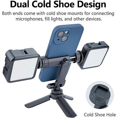Phone Mount Holder ,Universal Adjustable Smartphone Clamp with Dual Cold Shoe Mounts