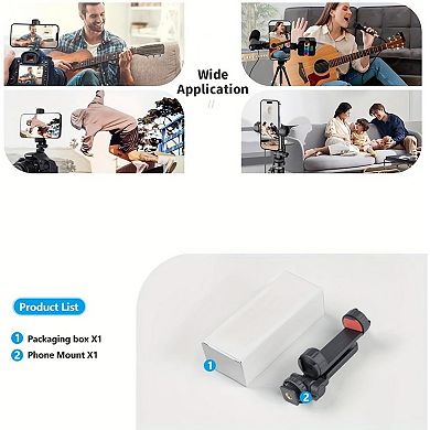 Phone Mount Holder ,Universal Adjustable Smartphone Clamp with Dual Cold Shoe Mounts
