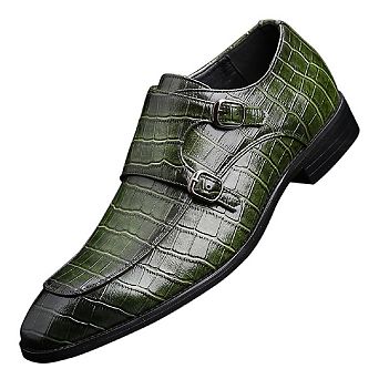 Men's Alligator-Embossed Formal Leather Shoes with Double Laces