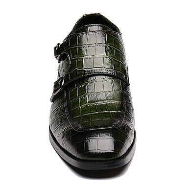 Men's Alligator-Embossed Formal Leather Shoes with Double Laces