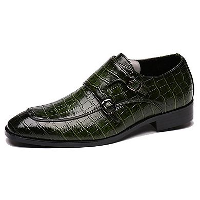 Men's Alligator-Embossed Formal Leather Shoes with Double Laces