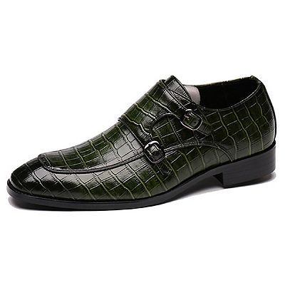 Men's Alligator-Embossed Formal Leather Shoes with Double Laces