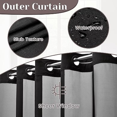 Textured Shower Curtain with Snap-in Liner Hotel Style 71x74 Inch Black