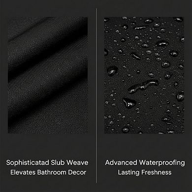 Textured Shower Curtain with Snap-in Liner Hotel Style 71x74 Inch Black