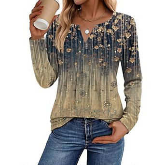Zeagoo Women's Trendy Long Sleeve Pleated Boho Blouses Business Casual Work Tunic Tee Tops