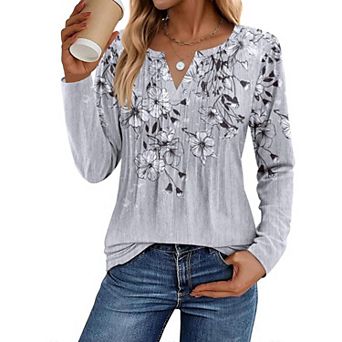 Zeagoo Women s Trendy Long Sleeve Pleated Boho Blouses Business Casual Work Tunic Tee Tops