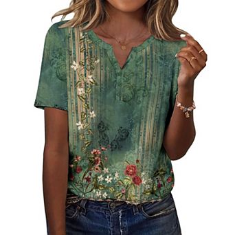 Zeagoo Women's Short Sleeve Floral Blouses, Summer Fashion Casual Business Work Dress Shirts