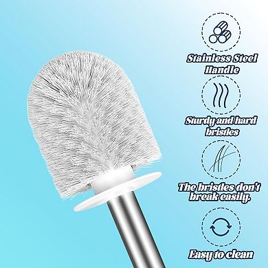 3-Pack Toilet Brush Set: Hole-Free Base, Splash-Proof Lid, 360° Deep Cleaning