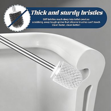 3-Pack Toilet Brush Set: Hole-Free Base, Splash-Proof Lid, 360° Deep Cleaning