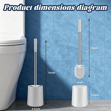 3-Pack Toilet Brush Set: Hole-Free Base, Splash-Proof Lid, 360° Deep Cleaning