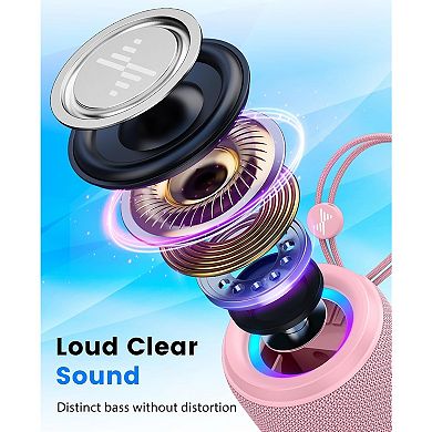 Portable Bluetooth Speakers, Wireless Speakers with TWS, IPX5 Waterproof, Colorful Lights