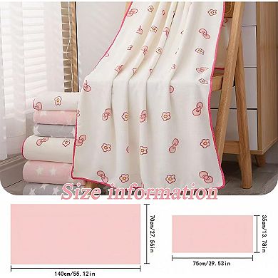 Pink Microfiber Bath Towel Set: Soft, Quick-Dry, Patterned for Comfort
