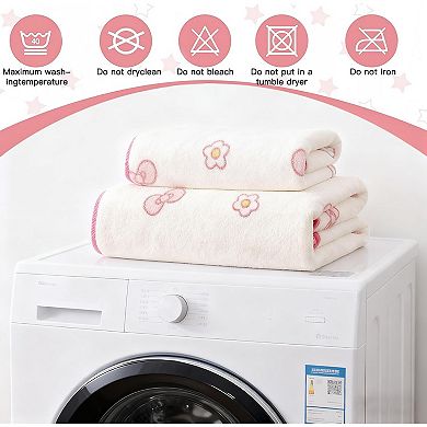 Pink Microfiber Bath Towel Set: Soft, Quick-Dry, Patterned for Comfort