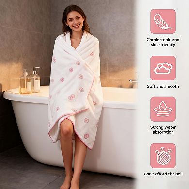 Pink Microfiber Bath Towel Set: Soft, Quick-Dry, Patterned for Comfort