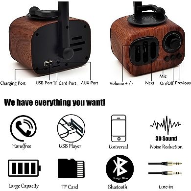 Vintage Bluetooth Speaker: Handcrafted Design, Multiple Play Modes