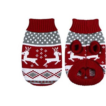 Pet Reindeer Snowflake Christmas Sweater - Soft Acrylic, Festive Design, Multiple Sizes