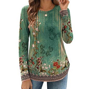 Zeagoo Women s Fall Fashion Long Sleeve Boho Tops, Business Casual Work Blouses
