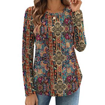 Zeagoo Women s Fall Fashion Long Sleeve Boho Tops, Business Casual Work Blouses