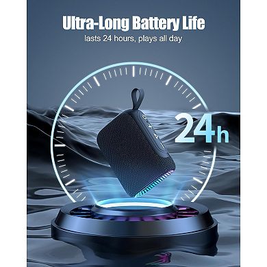 Bluetooth Shower Speaker, IPX7 Waterproof, Portable Mini Speaker with Clip, Wireless, 24H Playtime