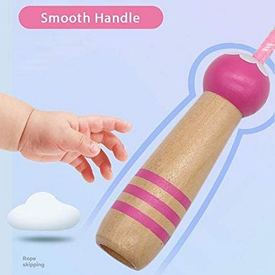 Adjustable 7ft Cotton Jump Rope for Kids with Ergonomic Wooden Handle