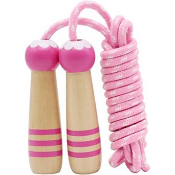 Adjustable 7ft Cotton Jump Rope for Kids with Ergonomic Wooden Handle
