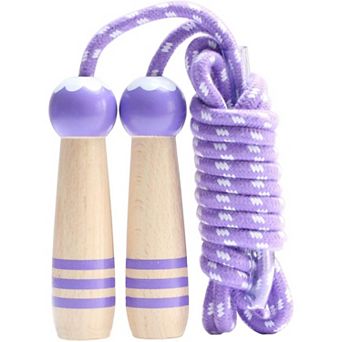 Adjustable 7ft Cotton Jump Rope for Kids with Ergonomic Wooden Handle