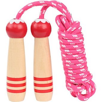 Adjustable 7ft Cotton Jump Rope for Kids with Ergonomic Wooden Handle