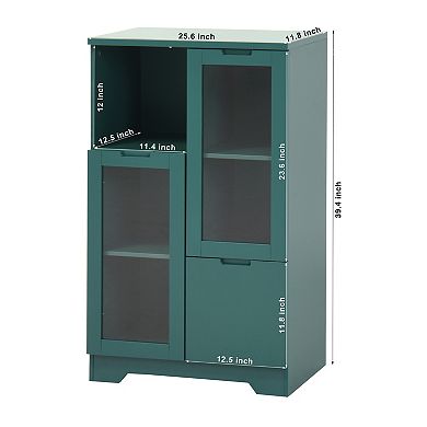 Gikpal Modern 2-Door Storage Cabinet with Glass Fronts and Adjustable Shelving