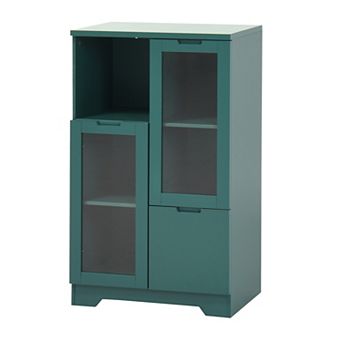 Gikpal Modern 2-Door Storage Cabinet with Glass Fronts and Adjustable Shelving