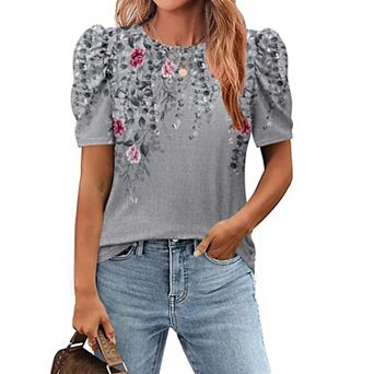 Zeagoo Women's Short Sleeve Crewneck Tops, Summer Casual Dressy Tunics for Office Work