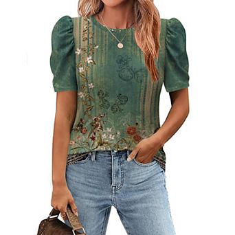 Zeagoo Women's Short Sleeve Crewneck Tops, Summer Casual Dressy Tunics for Office Work