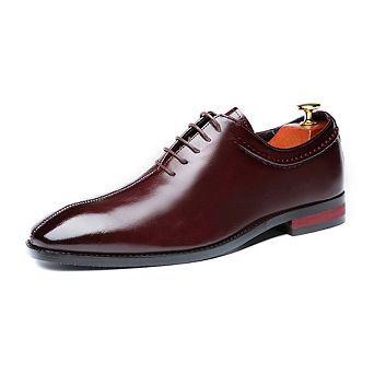 Men's Glossy Dress Oxfords Pointed Toe Lace-Up Formal Business Shoes
