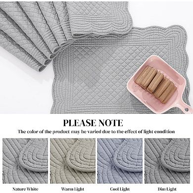 Quilted Placemats Set of 6 Washable-13x18 Inches Rectangular Placemats for Kitchen Table