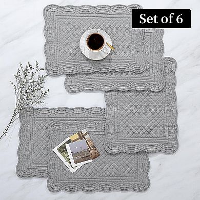 Quilted Placemats Set of 6 Washable-13x18 Inches Rectangular Placemats for Kitchen Table