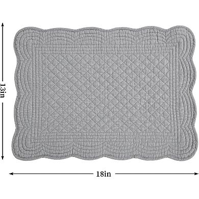 Quilted Placemats Set of 6 Washable-13x18 Inches Rectangular Placemats for Kitchen Table